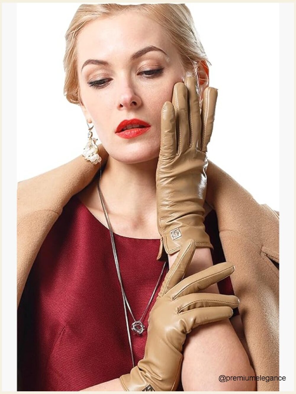 Italian Lambskin Leather Gloves Cashmere Lining Touchscreen